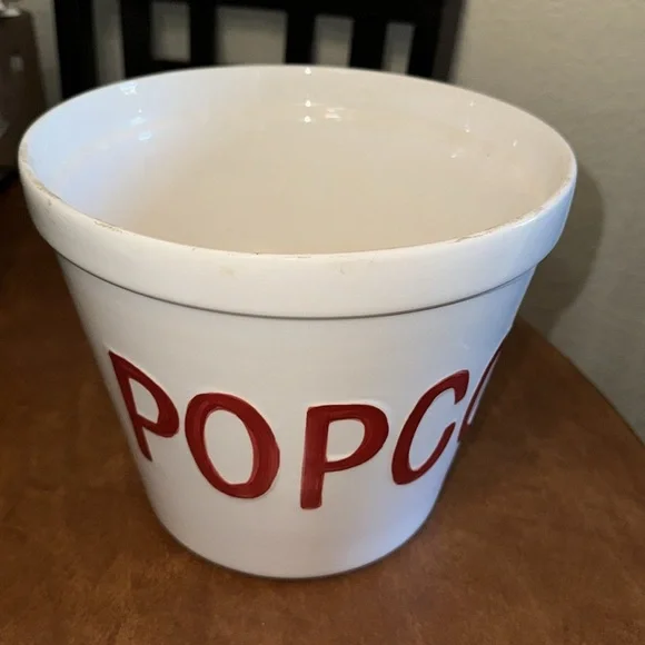 Ceramic Red and White Popcorn Bowl